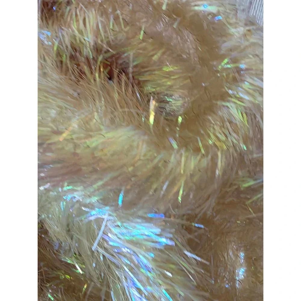 Vintage iridescent Garland yellow off-white Xmas tree tinsel